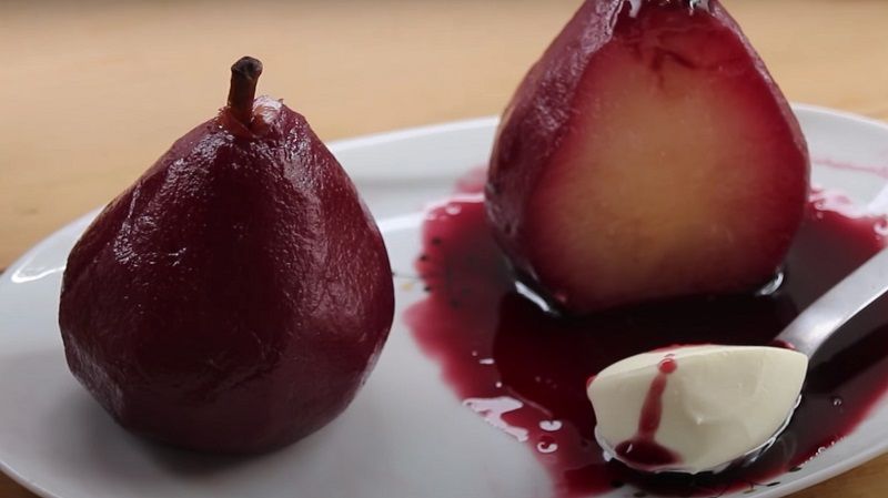Receta de peras al vino tinto