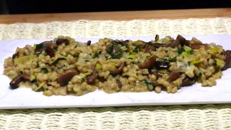 Receta de risotto con mote y champiñones